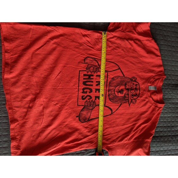 Free Hugs Bear Dad Jokes Woodcut printed tshirt Handmade Handprinted Artwork - Picture 6 of 10